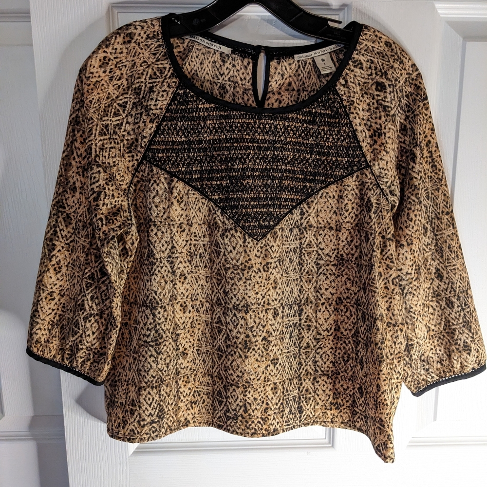 Maison Scotch Tribal Print Blouse, Sz 1/Small